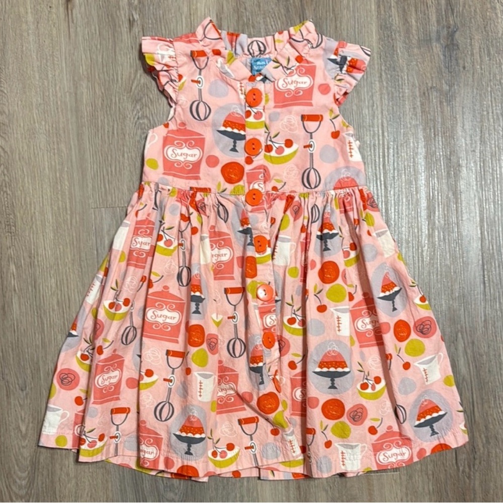 Little Miss Marmalade Pink Baking Print Kids Dress 2T Cute Food Print